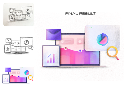 Process for : Illustration for marketing related section