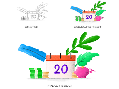 Illustration for Revolut assignment (Process) assigment calendar casestudy icon illustration illustrator ipad iphone making neel pay payment card pencil apple prakhar process procreate revolut savings sharma ui