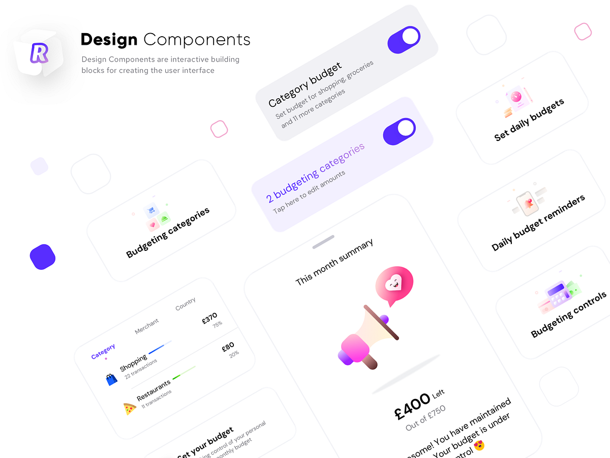 Revolut version 1 design components by Prakhar Neel Sharma on Dribbble