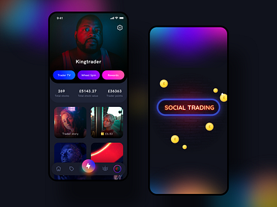 Social trading platform android android app design app branding earn buy sell figma icon illustration invest ios neel prakhar sharma sketch social trade trading ui vector xd