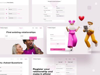 Relation register remaining pages 3d account app create account dashboard design faq contact icons illustration login signin neel prakhar profile relation couple search sharma ui ux web web website