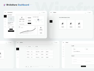 Brickshare Dashboard Wireframes app branding design graphic illustration interface designer investment ios neel portfolio portfolio website prakhar presentation sharma sidemenu ui ux user experience web wireframes wireframing