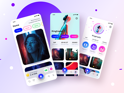 Trad3R app live on BEHANCE app design application celebrity community icon illustration ios android music coupons neel prakhar profile rewards settings sharma social social media sports stocks trading ui ux