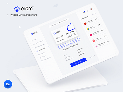 AIRTM virtual card complete case study on Behance 2020 app behance card case study dashboard design illustration ios ipad minimal mockup neel prakhar sharma transactions ui ux design web web website