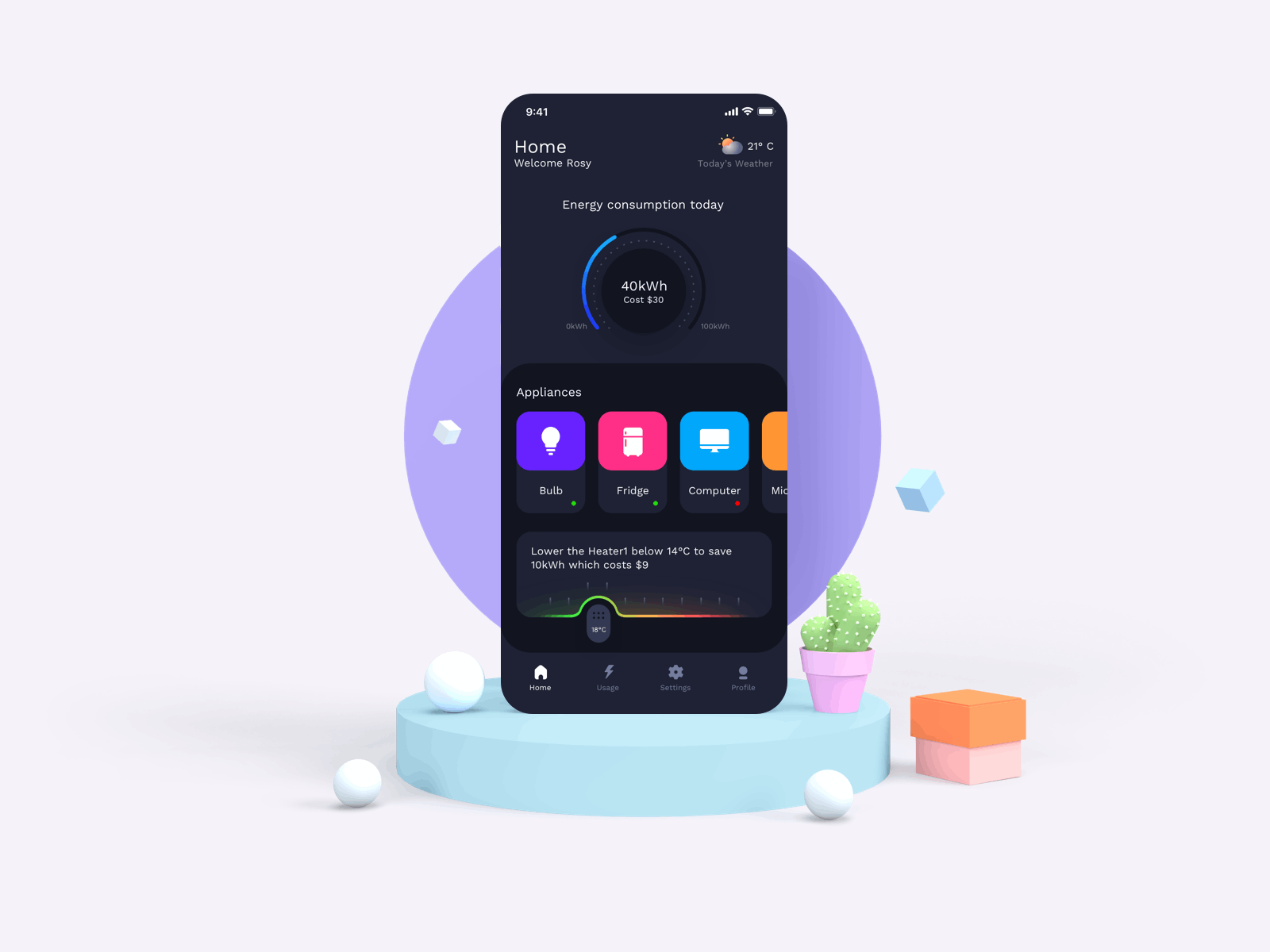 Energy monitor Version 2 Interaction 3d 3d animation appliances behance design digital house interaction iphone minimal mockup neel prakhar principleformac sharma sketch figma smart smart devices smarthome ui ux