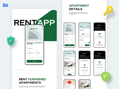Rentapp case-study live on Behance apartment app application behance branding design graphics illustration logo mobile neel prakhar product property rental search sharma ui ux web