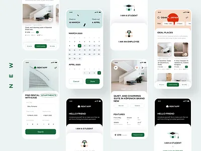 Rentapp new and old designs airbnb apartment app branding calendar design employee illustration landlord logo mobile motion graphics neel prakhar rent sharma student tenant ui web