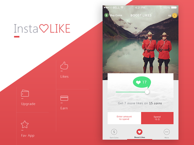 Instalike app UI bonus instagram instalike pro social ui ux