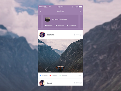 Activity screen activity community event favourites group social ui