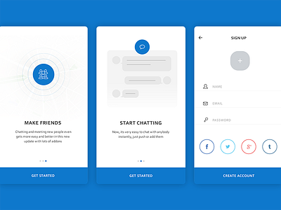 Walkthrough + Sign up chatting friends signup social ui walkthrough