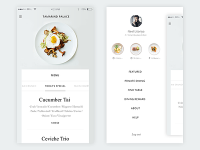 Fresh Cuisine Mock up about cuisine dining food freshcuisine help menu reward sidemenu table ui