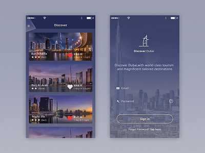 Discover Dubai App (samples) app discover dubai login ui