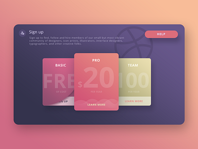 Sign Up Card for Dribbble (Experimentation) by Prakhar Neel Sharma on ...