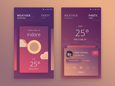 Personal Festival App (Finally Done:) cards dinner festival party people ui user weather