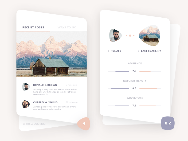 Travel app glimpse place traveler nature user review post ui app travel