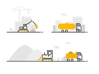 Cons Illustration construction crane icons illustration line lineicons tractor truck ui web