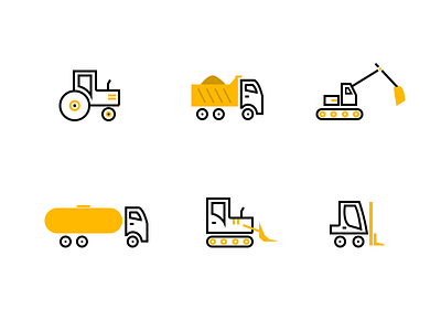 Cons Icons SET construction icons line set tractor truck ui