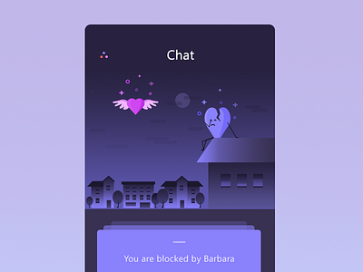 Blocked screen app block chat heart illustration night ui