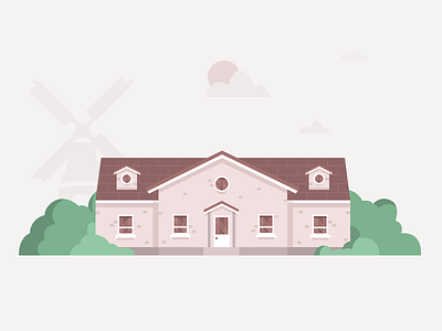 Some past Illustration flat grass home icons illustration line minimal ui windmill