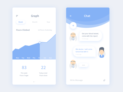 Some medical screens (WIP) app chat doctor graph medical month patient ui week year