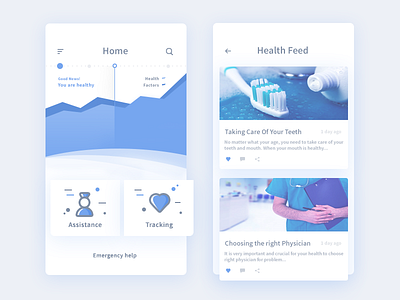 Home + Feed for medical app (WIP) analytics app article doctor feed graph home ui user