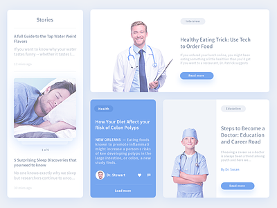 Medicure ui kit ser. 1 article comment doctor education interview kit like medical news patient stories ui