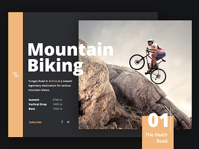 Mountain biking detail (Unused element part 4) bike menu mountain social subscribe ui web