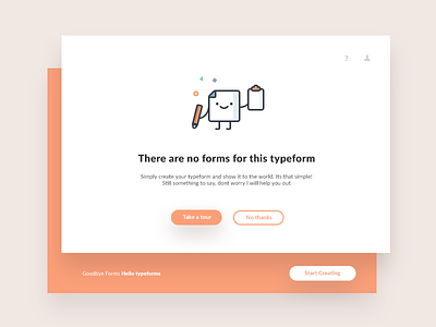 No forms available button help illustration start tour typeform ui user web