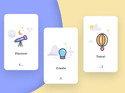 Proposed onboarding for photography app app balloon bulb cloud gallery onboarding photo photography telescope ui windmill