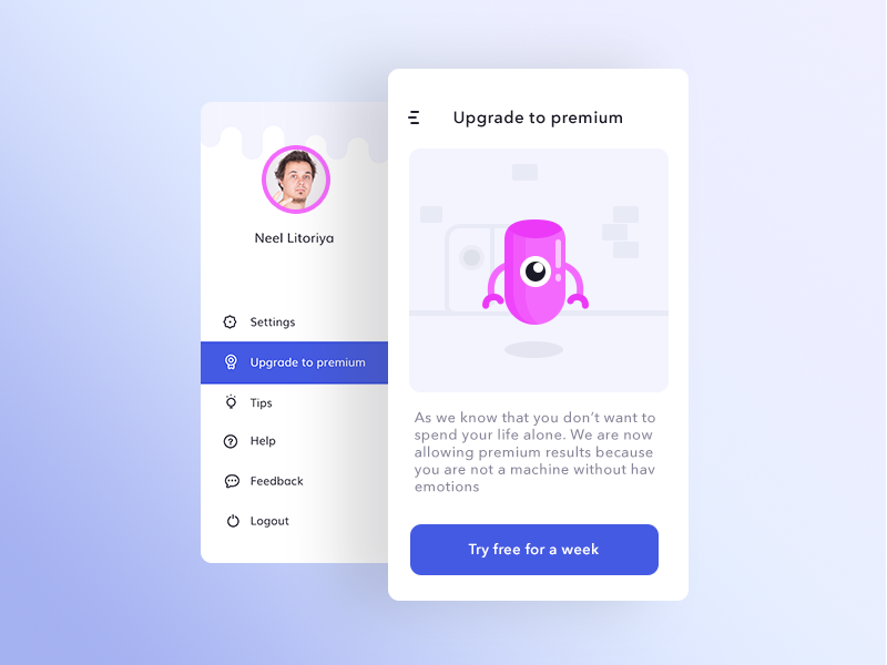 Upgrade to premium for dating app by Prakhar Neel Sharma on Dribbble
