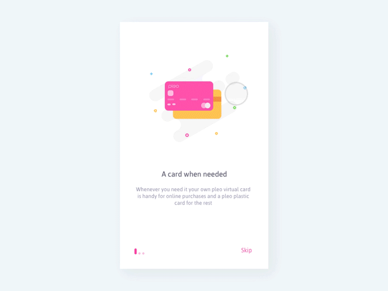 Pleo iOS app onboarding (Unused element part 15) app card cash company credit expense ios plastic pleo receipt spending