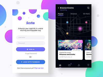 Xcite App Login and Browse Events
