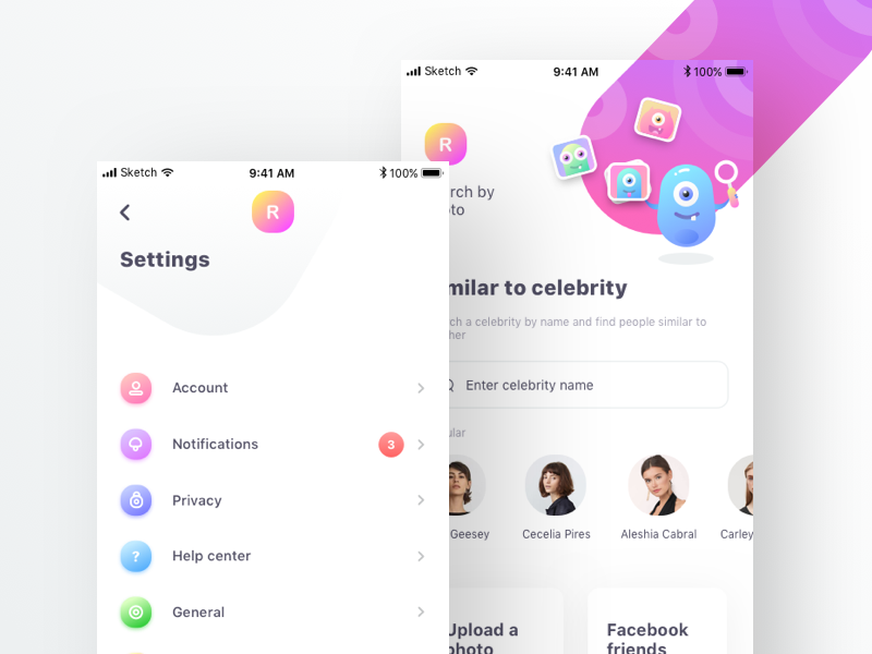 Dating app search by photo and settings by Prakhar Neel Sharma on Dribbble