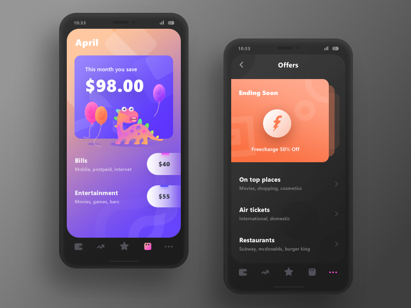 Smart Expense goes Darker offers tickets coupons receipt bills saving ui cash money finance expense smart