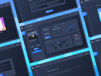 Brickshare Night mode bank budget building currency dashboard estate finance fund graph investment property savings