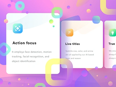 Feature cards (remaining cards) bulb cards detection face focus gradientmodern object prakhar sizecoloranimation title trackingvideogifmp4mp3 web