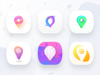Atrum app icons proposal 3d app gps gradient gradient icon homepointfinder map navigation pin spot waves world