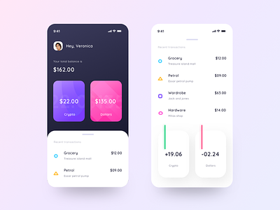 Cryptocurrency app mockup app buy cash crypto crypto currency dollars down fund loss money money app profile profit sell transactions ui up web withdaw