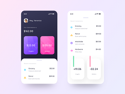 Cryptocurrency app mockup