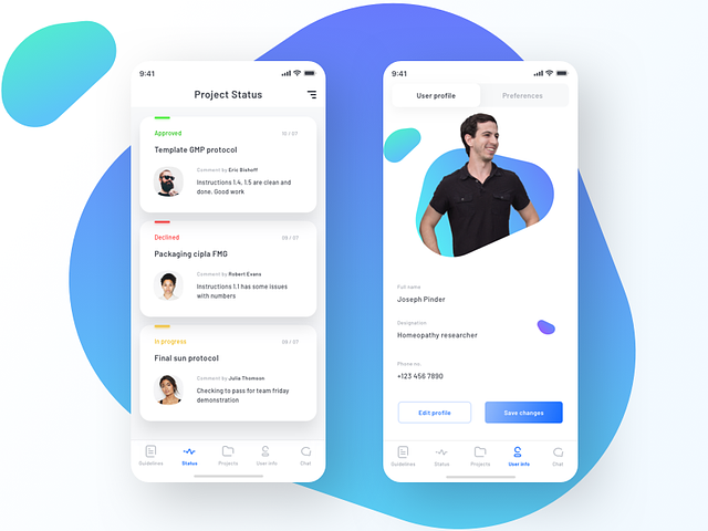 Project status + User profile by Prakhar Neel Sharma on Dribbble