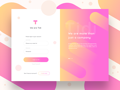 Tidi login mockup create create account create startup website services dashboard embed enter form builder format login mp4 neel prakhar search share sharma signup ui video video animation video app