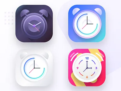 Alarm clock app icons part 2 alarm app app branding clock gradient home icon illustration iosandroid money neel prakhar sharma sleep time ui vector wakeup watch web