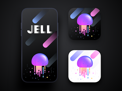 Jell app icon and splash screen II app apple black dark icon illustration ios iphonex jelly jelly fish light neel prakhar sea sharma splash splash screen ui ux website