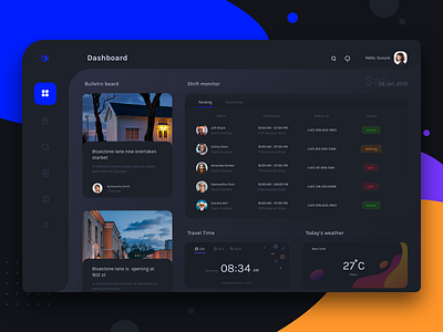 Dashboard for schedule and monitoring platform (Dark mode)