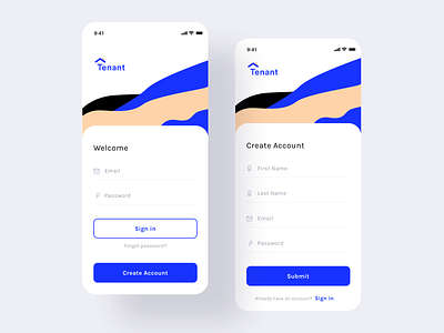 Tenant app Assignment (Login+Create account) apartment building buildings design email ios minimal mobile neel password prakhar property register sharma signin signupsignin tenant trend uiux user