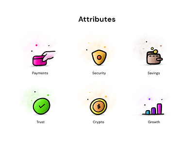 Icons set for a cryptocurrency platform blockchain blockchain cryptocurrency card crypto debitcredit graph graphic growth icons iconset illustration kit logo neel platform prakhar security share sharma trust