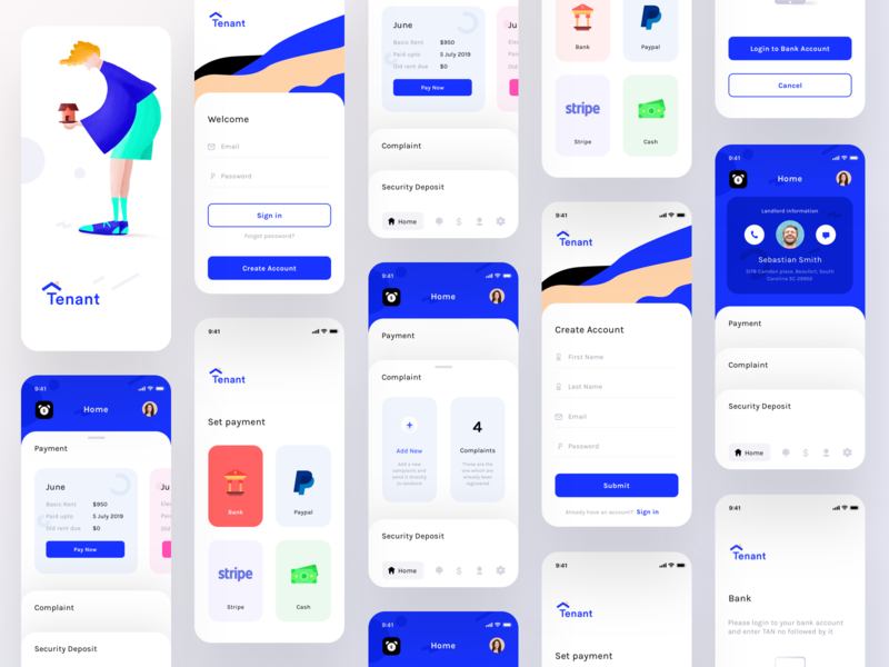 Tenant App Screens (wireframes + Screens Flow) By Prakhar Neel Sharma 