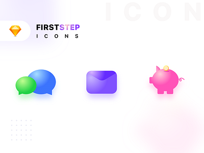 Firststep icons (Sketch source) cash conversation conversational ui design email fund icon illustration logo message money neel prakhar savings share shares sharma uiux vector web