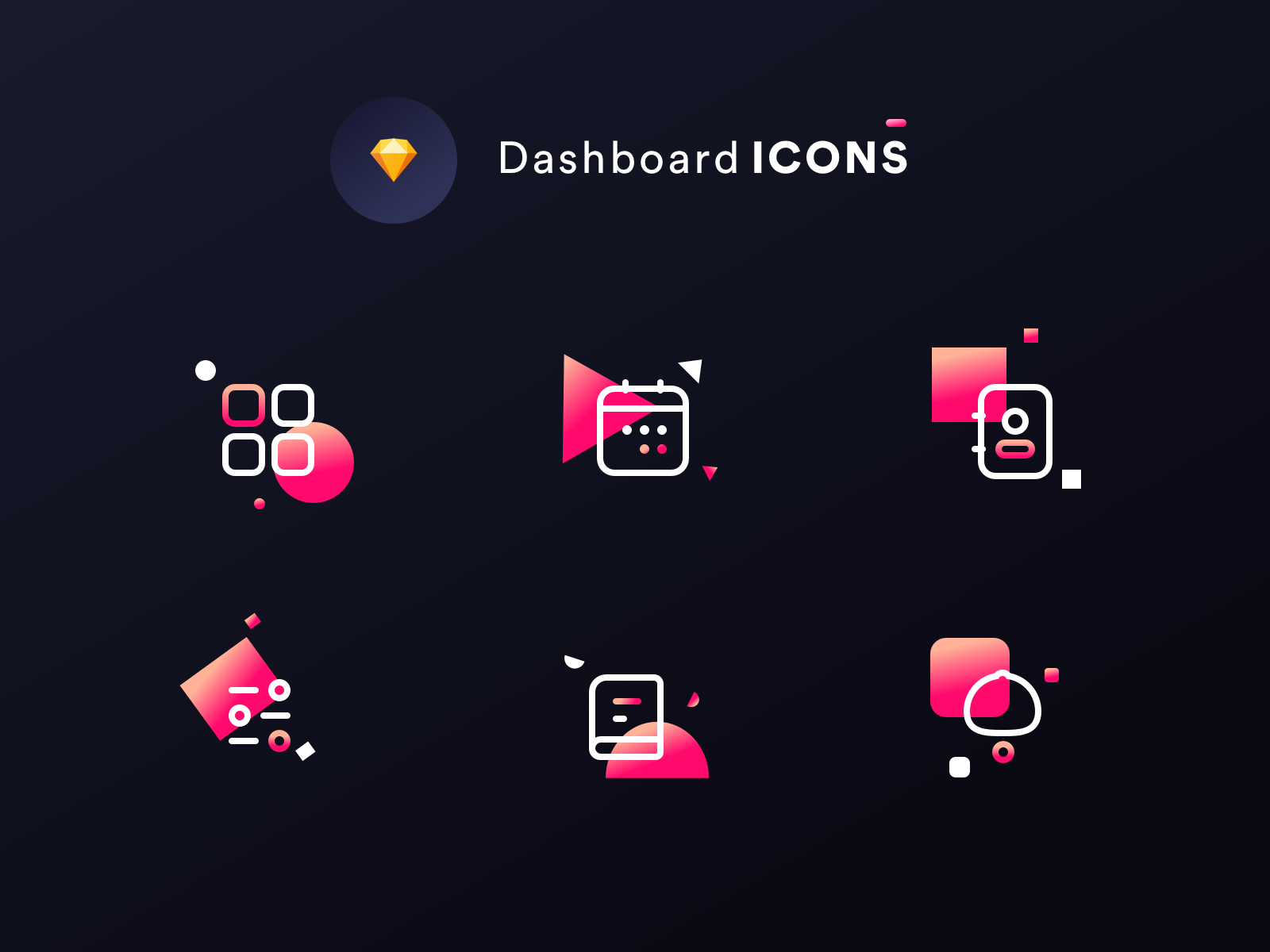 Dashboard icons DARK MODE (Source file Sketch) by Prakhar Neel Sharma
