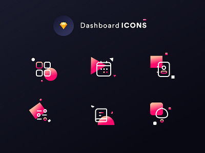 Dashboard icons DARK MODE (Source file Sketch) app bell books branding contacts dark dashboard icons icons set kit logo neel night prakhar settings shapes sharma typography ui vector